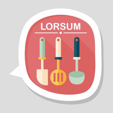 Uzun Gölge, eps10 ile mutfak eşyaları spatula düz simgesi