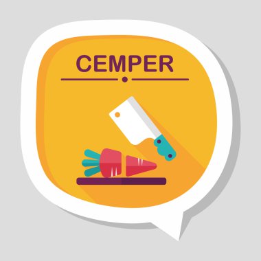 uzun gölge ile yönetim kurulu ve bıçak düz simgesi doğrama mutfak eşyaları,