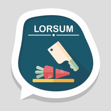 uzun gölge ile yönetim kurulu ve bıçak düz simgesi doğrama mutfak eşyaları,