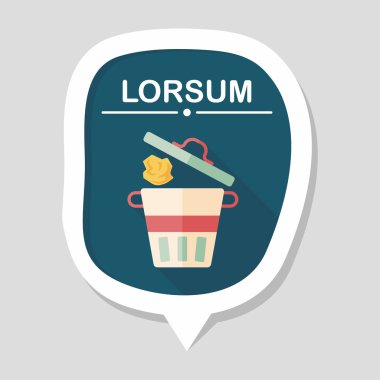 Uzun Gölge, eps10 ile mutfak eşyaları çöp düz simgesi