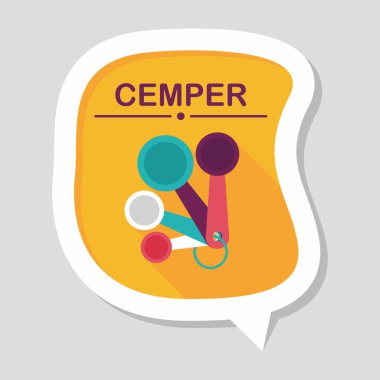 Uzun Gölge, eps10 ile mutfak eşyaları kaşık düz simgesi