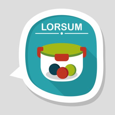 kapsayıcı düz simgesi uzun gölge, eps1 ile koruma mutfak eşyaları