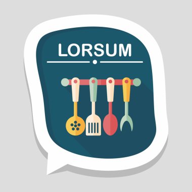 Uzun Gölge, eps10 ile mutfak eşyaları spatula düz simgesi