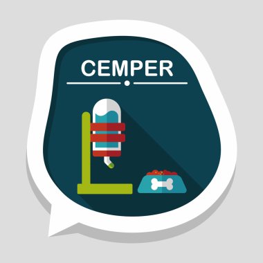 Evde beslenen hayvan su içme uzun gölge, eps10 ile düz simgesi