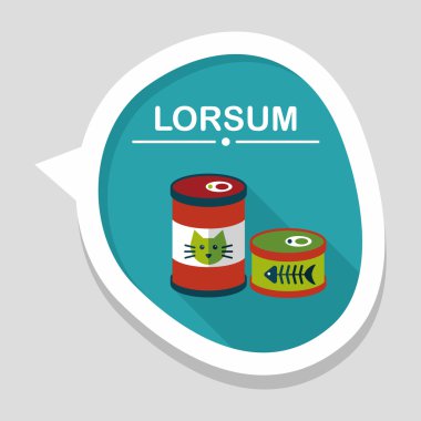 Evde beslenen hayvan kedi maması can düz uzun gölge, eps10 simgesi