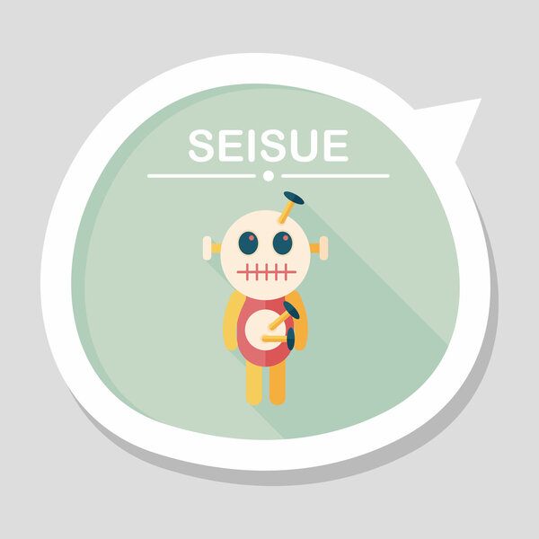 Halloween voodoo doll flat icon with long shadow,eps10