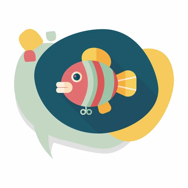 Juguete de pescado icono plano con sombra larga, eps 10 — Vector de stock