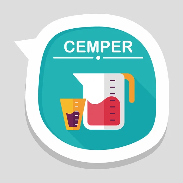 Ustensiles de cuisine mesure tasse icône plate avec ombre longue, eps10 — Image vectorielle