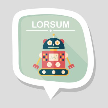 Robot kavramı uzun gölge, eps10 düz simgesiyle