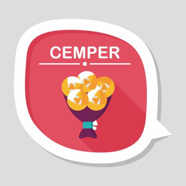 Sevgililer Günü çiçekleri uzun gölgeli düz ikon, eps10