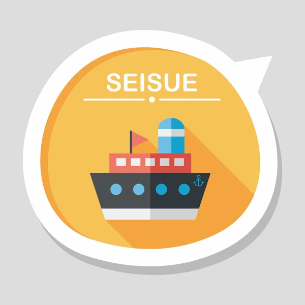 Ship boat flat icon with long shadow,eps10 — Stock Vector