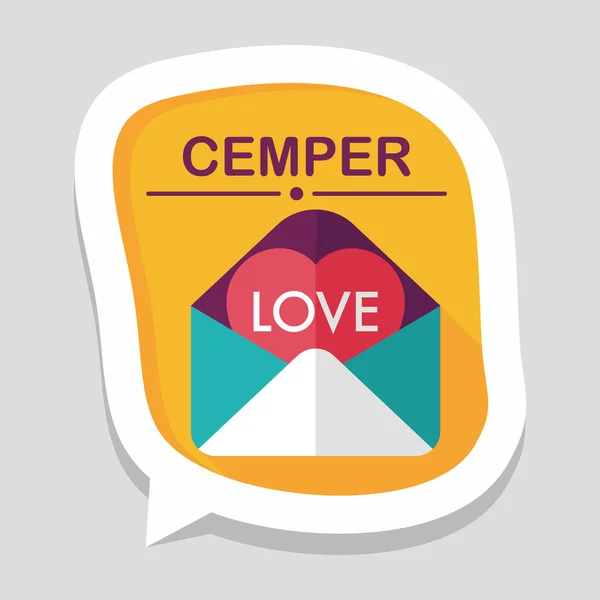 San Valentín carta de amor icono plano con sombra larga, eps10 — Vector de stock