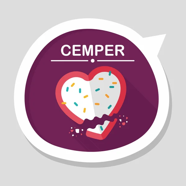 Aftelkalender voor Valentijnsdag cookie platte pictogram met lange schaduw, eps10 — Stockvector