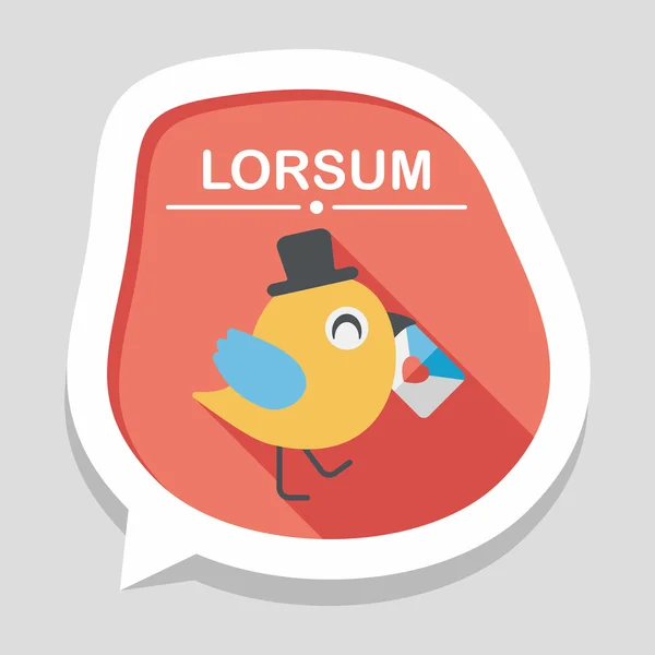 Valentine's Day lover bird flat icon with long shadow, eps10 — Image vectorielle