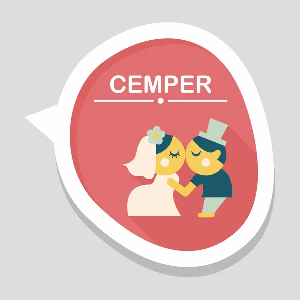 Pareja de boda icono plano con sombra larga, eps10 — Vector de stock