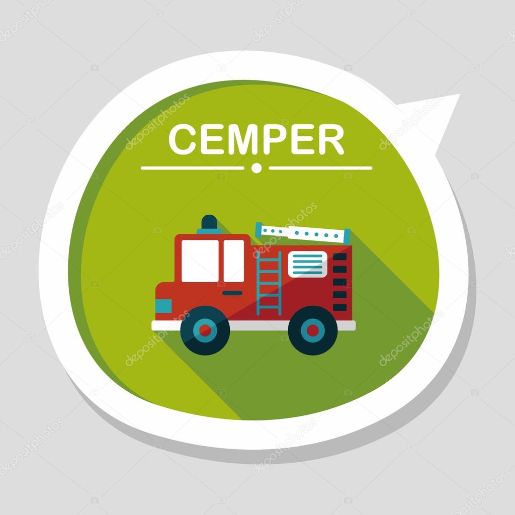 Transportation Fire truck flat icon with long shadow,eps10