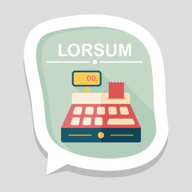 Yazar kasa düz simgesi uzun gölge, eps10 ile alışveriş