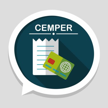 Uzun Gölge, eps10 ile alışveriş kredi kartı fatura düz simgesi