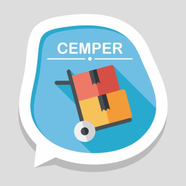 alışveriş arabası düz simgesi uzun gölge, eps10 ile işleme