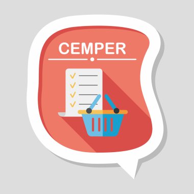 alışveriş listesi uzun gölge, eps10 düz simgesiyle