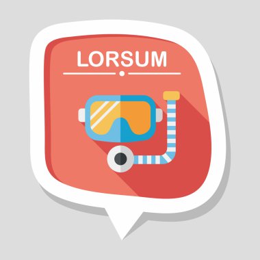 maske ve şnorkel düz simgesi ile uzun gölge, eps10