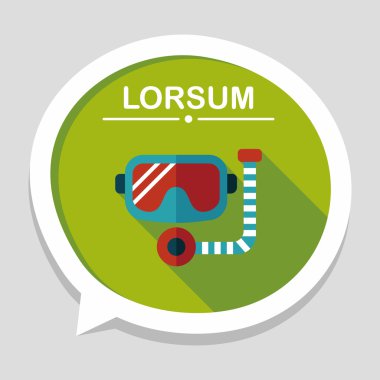 maske ve şnorkel düz simgesi ile uzun gölge, eps10