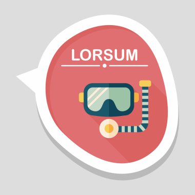 maske ve şnorkel düz simgesi ile uzun gölge, eps10