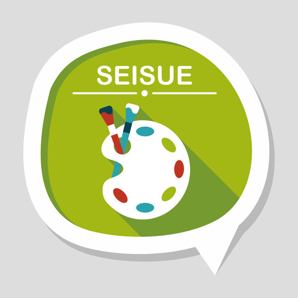 Art palette with paint brush flat icon with long shadow,eps 10