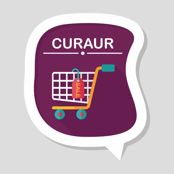 Carrello shopping flat icon with long shadow, eps10 — Vettoriale Stock