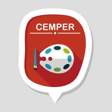 Resim paleti uzun gölge, eps 10 ile boya fırçası düz simgesi ile