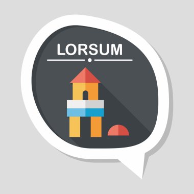 tuğla ev düz simgesi ile uzun gölge, eps10