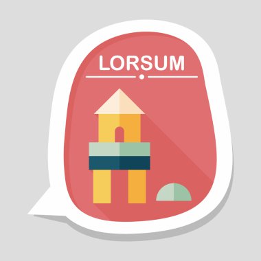 tuğla ev düz simgesi ile uzun gölge, eps10