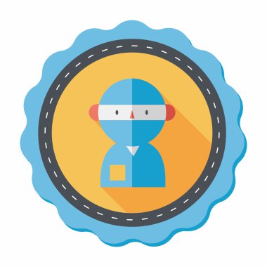 tıbbi insanlarla uzun gölge stetoskoplar düz simgesi