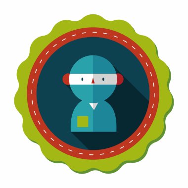 tıbbi insanlarla uzun gölge stetoskoplar düz simgesi