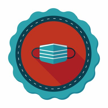 tıbbi maske uzun gölge ile düz simgesi