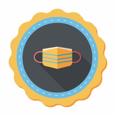 tıbbi maske uzun gölge ile düz simgesi