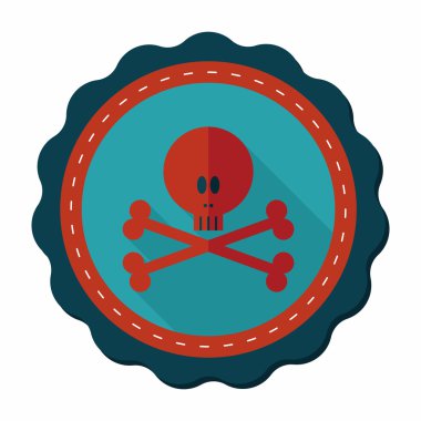 uzun gölge ile kafatası düz simgesi