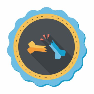 uzun gölge ile kemik kırığı düz simgesi