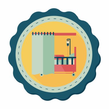 uzun gölge ile hastane yatak düz simgesi