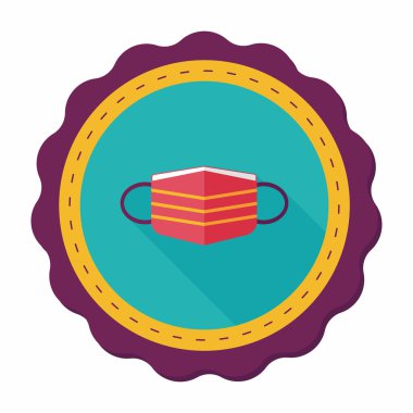 tıbbi maske uzun gölge ile düz simgesi