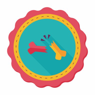 uzun gölge ile kemik kırığı düz simgesi