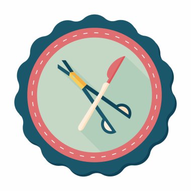 cerrahi alet düz uzun gölge simgesiyle