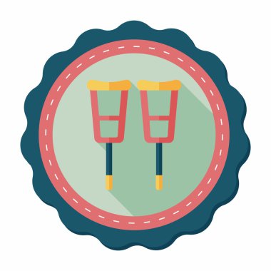 koltuk değneği ile uzun gölge düz simgesi