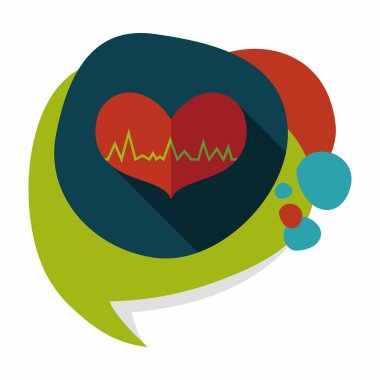 EKG kalp düz simgesi ile uzun gölge