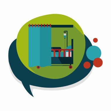 uzun gölge ile hastane yatak düz simgesi