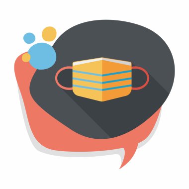 tıbbi maske uzun gölge ile düz simgesi