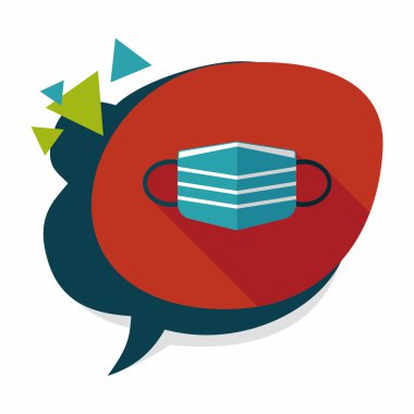 tıbbi maske uzun gölge ile düz simgesi