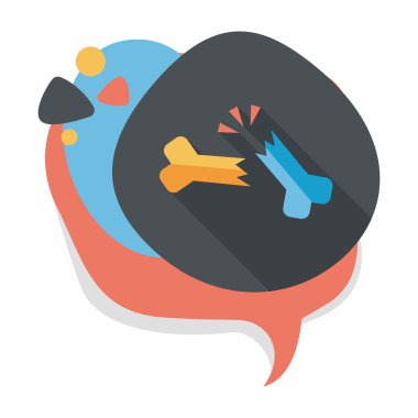 uzun gölge ile kemik kırığı düz simgesi