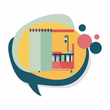 uzun gölge ile hastane yatak düz simgesi