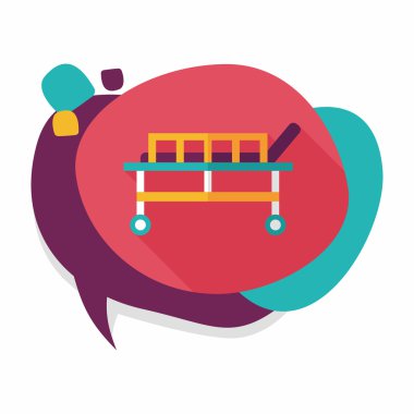 uzun gölge ile hastane yatak düz simgesi